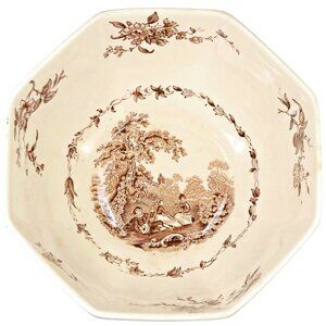 Mason’s Watteau Brown 7" Octagonal Vegetable Bowl England Ironstone Vintage